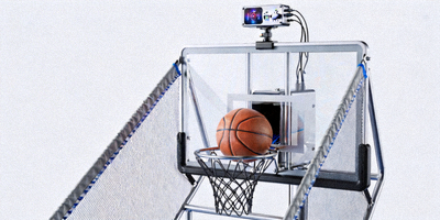 带有传感器和反弹网的智能篮球投篮训练器