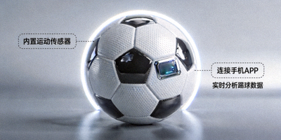 带有内置传感器可连接手机APP分析踢球数据的智能足球特写