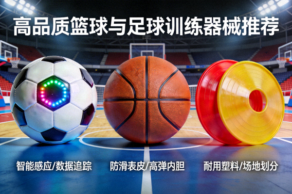 高品质篮球与足球训练器械推荐，包括智能足球、专业篮球和训练标志盘等
