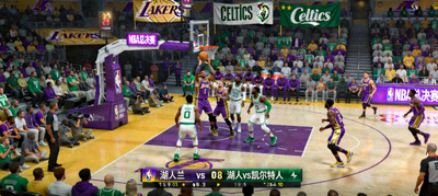 NBA总决赛直播画面，湖人队对阵凯尔特人队